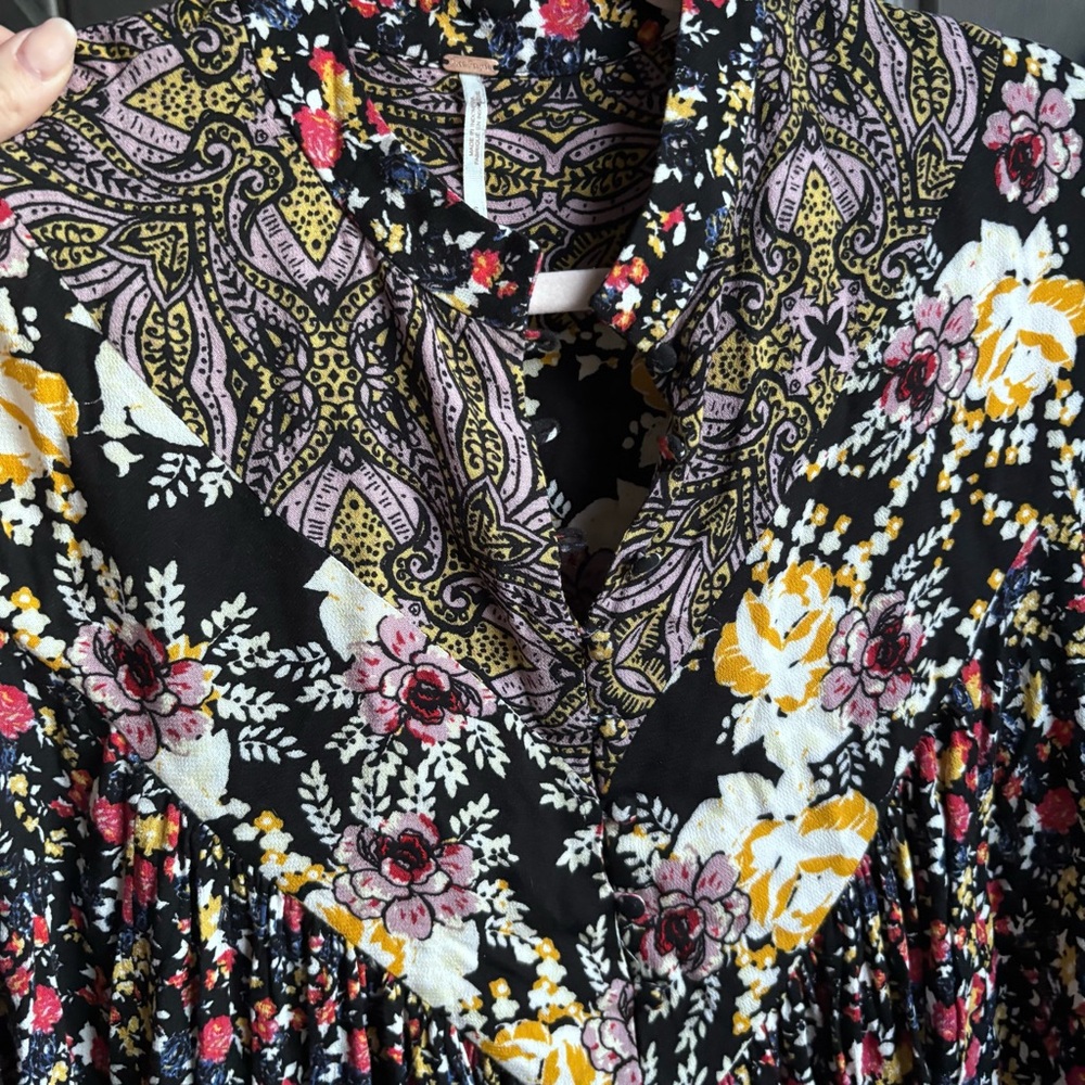 Free People Floral Tunic Blouse‎ Flowy Size S - Picture 5 of 13